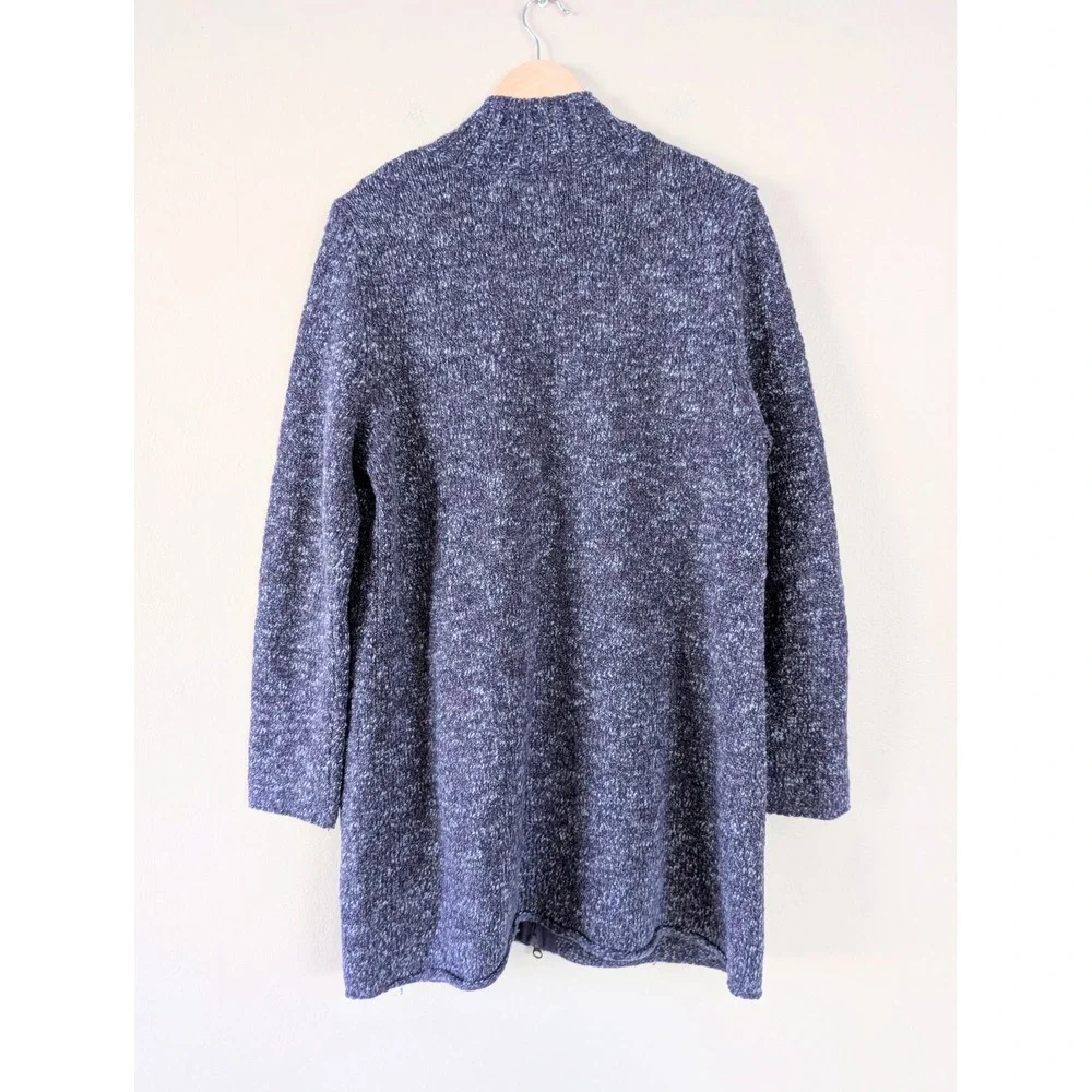 J.Jill Wool Alpaca Blend Full Zip Long Cardigan Purple Marled L‎ Lagenlook Boho